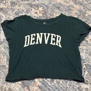 Hollister Green and White Varsity Crop Top